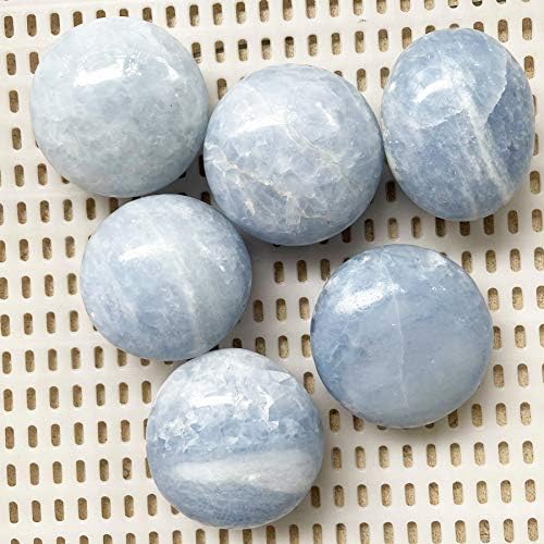 Fekuar Blue Celestite Palm Stone for Chakra Healing and Meditation