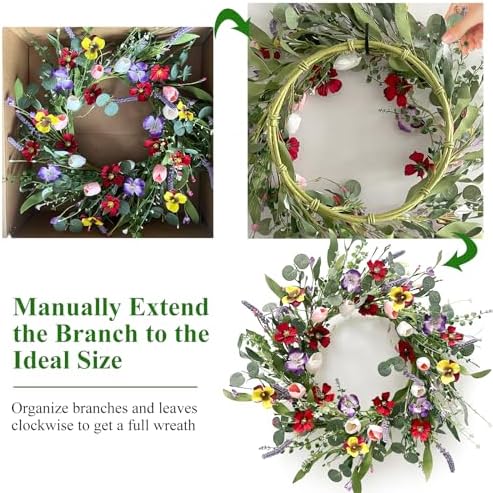 Huashen 22 Inch Summer Wreath for Front Door