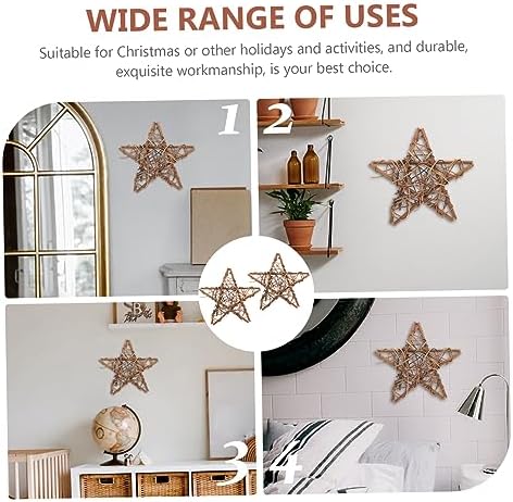 Amosfun 2pcs Star Shaped Wreath Rattan Frame for Holiday Decor