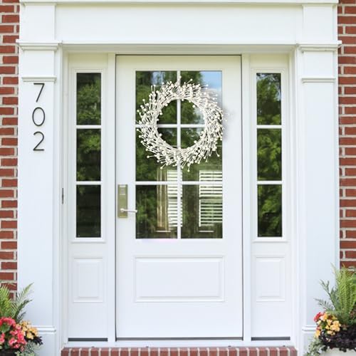 Pearl White Berry Wreath for Front Door 20 Inch Wall Hanging