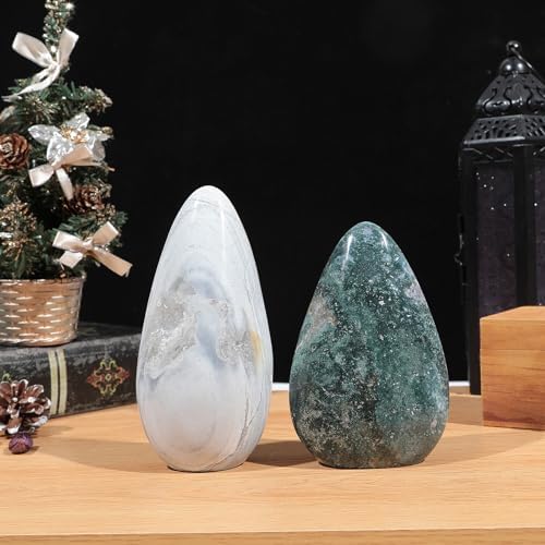 SUNYIK Irregular Ocean Jasper Stone Slab Self-Standing Decor for Home Office Meditation