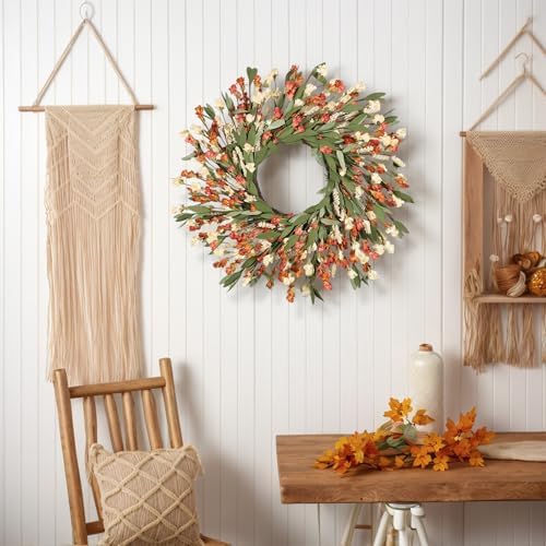 24 Inch Realistic Fall Door Wreath for Home Decor