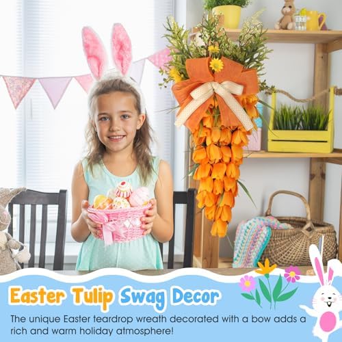Easter Tulip Swag Wreath Decor for Front Door