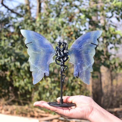 JIC Gem Blue Fluorite Butterfly Wings Sculpture