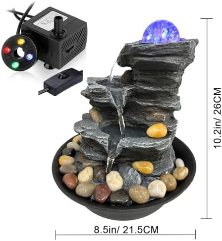 Rock Cascading Tabletop Water Fountain with LED Lights