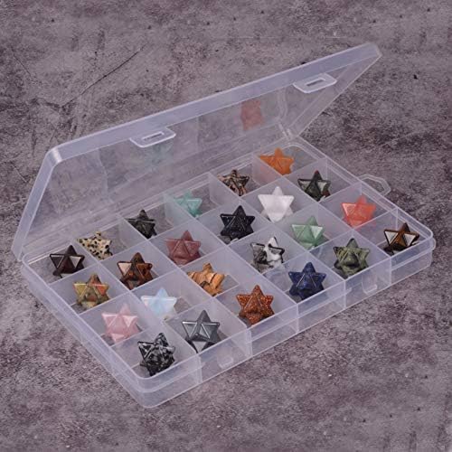 24pcs Multi-Color Carved Gemstone Merkaba Star Healing Stones