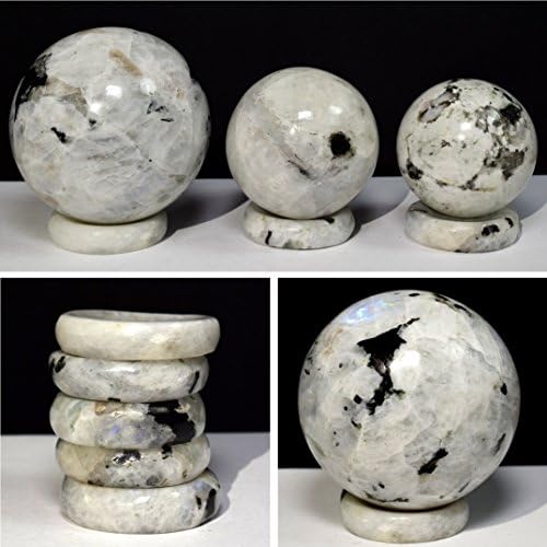 HQRP 35mm Rainbow Moonstone Stand for Sphere Egg Sparkling Worry Stone