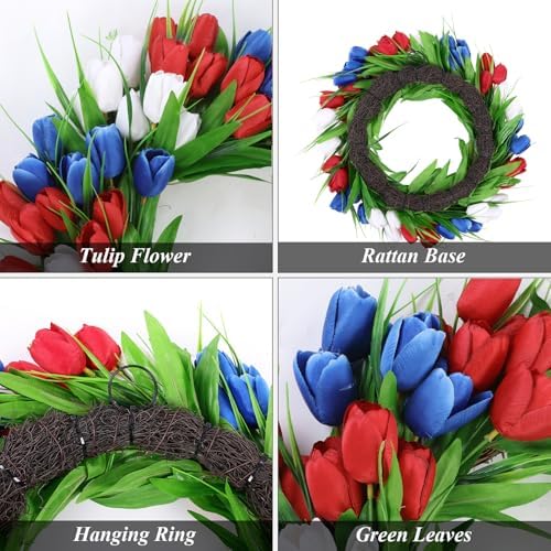 UArtlines 20 Inch Tulip Wreath for Front Door