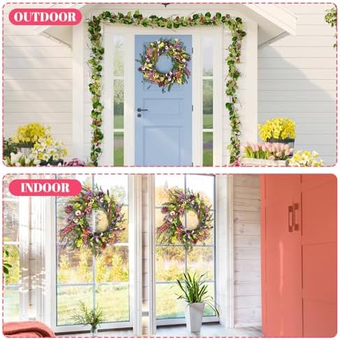 Hotop 2 Pcs Spring Summer Door Wreath for Front Door