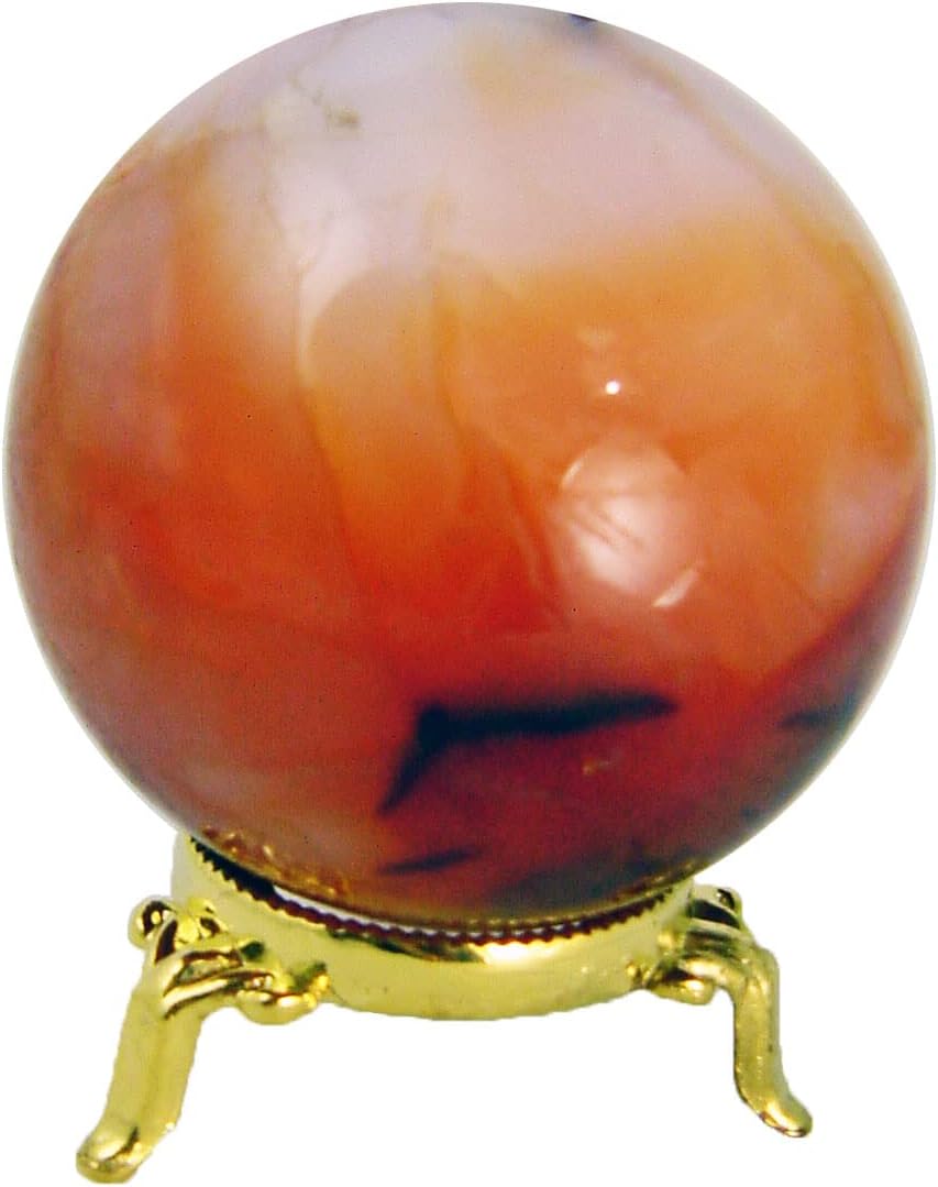 Carnelian Agate Sphere 72mm with Stand for Healing