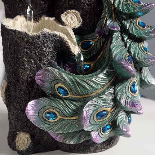 Kalona 1339 Inch Imitation Peacock Fountain with RGB LED Lights and Glass Rotating Ball