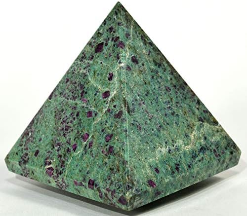 HC Set Ruby Fuchsite Pyramid with Blue Kyanite and Clear Quartz Cabochon