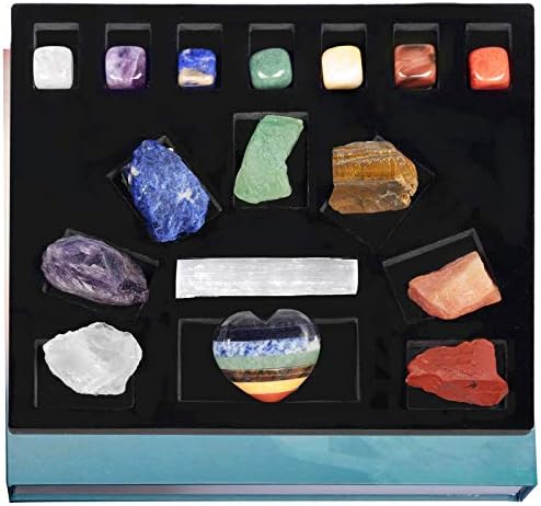 Rockcloud Chakra Therapy Starter Kit with 7 Stones and Worry Stone