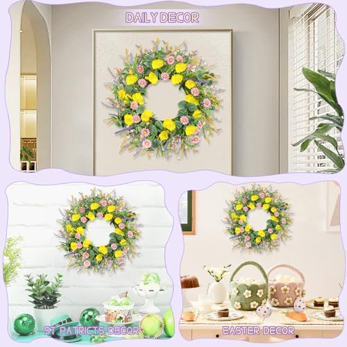 Zmtyykh 24 Inch Summer Wreath Front Door Decor