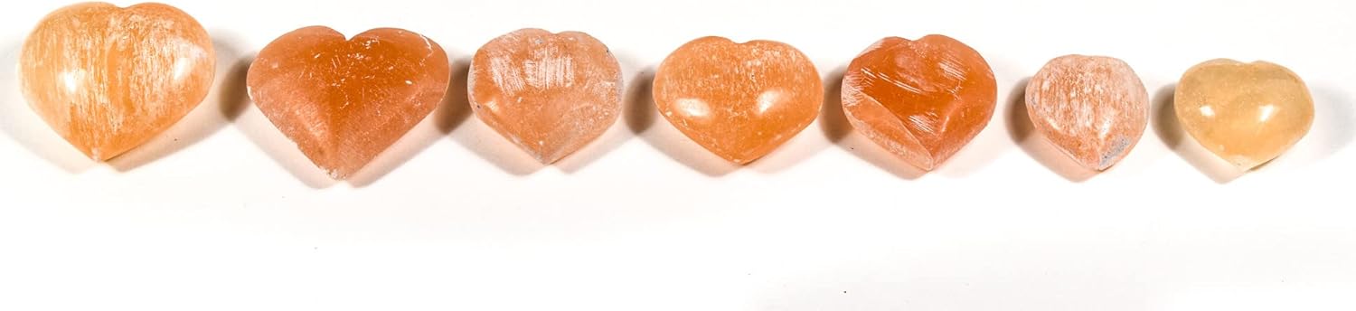 Orange Selenite Heart Gemstone Mineral Specimen