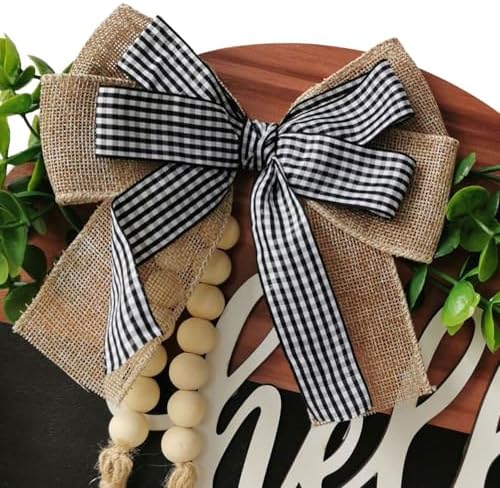 S_SSOY Hello Door Wreath Front Door Decor Black Brown