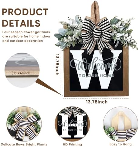 Ultra Large 14 Inch Front Door Wreath with 26 Initial Welcome Sign