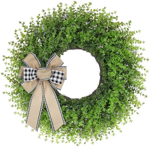 CYANBLOOM Boxwood Wreath for Front Door 24 Inch