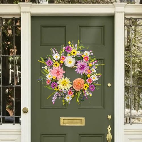 Vibrant Spring Floral Wreath 22 Inch for Front Door