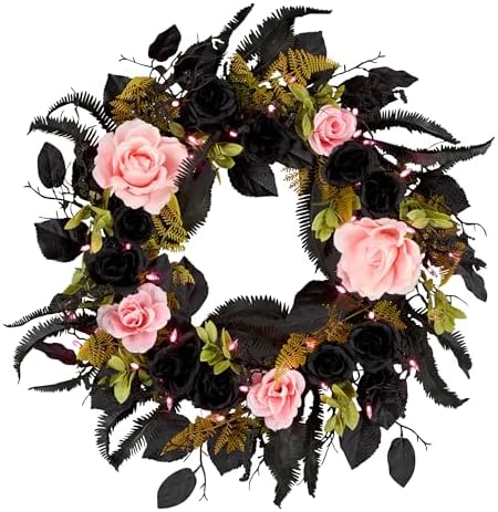 National Tree Company 24 Inch Artificial Halloween Wreath with LED Lights