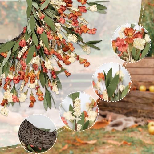 24 Inch Realistic Fall Door Wreath for Home Decor