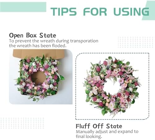 22 Inch Wild Flower Door Wreath for Spring Summer