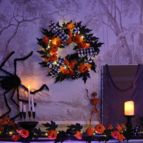 Valery Madelyn 24 Inch Collapsible Halloween Wreath with Lights