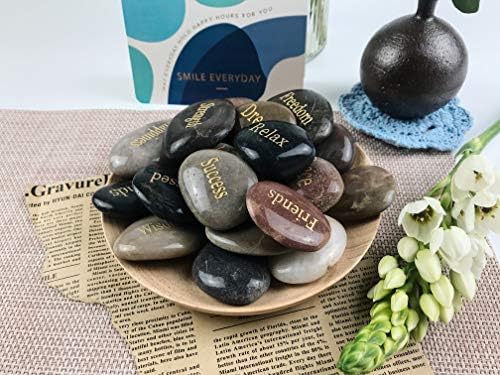 24pcs Engraved Inspirational Stones for Healing and Zen Therapy