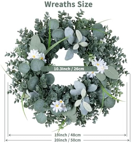 Gixie Home 20 Inch Artificial Eucalyptus Door Wreath