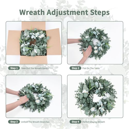 Gixie Home 20 Inch Artificial Eucalyptus Door Wreath
