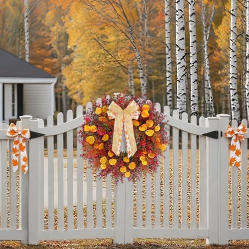 CYANBLOOM Fall Front Door Wreath 24 Inch