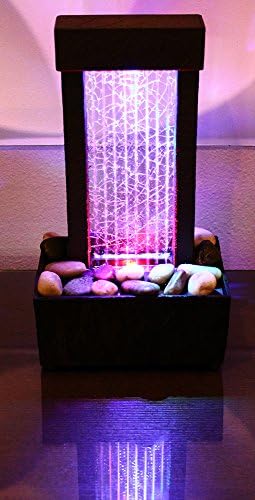 Natures Mark 10 Inch H Crackled Glass Water Fountain with LED Lights