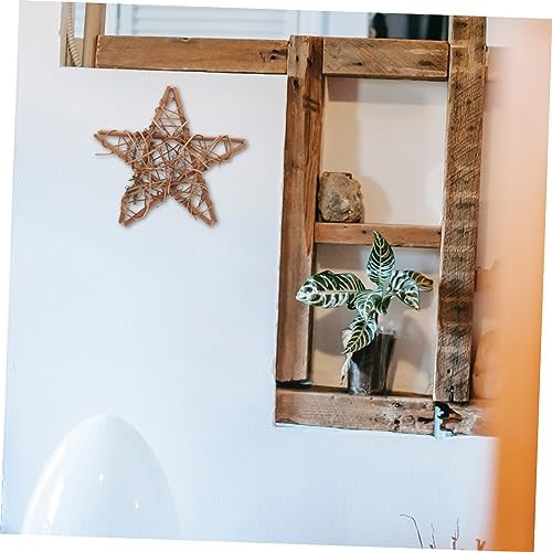 Amosfun 2pcs Star Shaped Wreath Rattan Frame for Holiday Decor