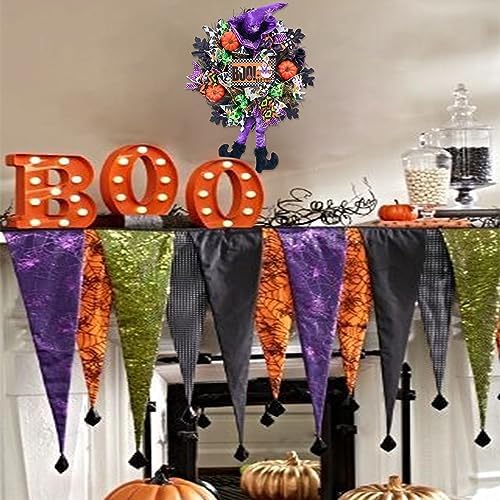 Vofuly 20 Inch Halloween Wreath with Witch Legs