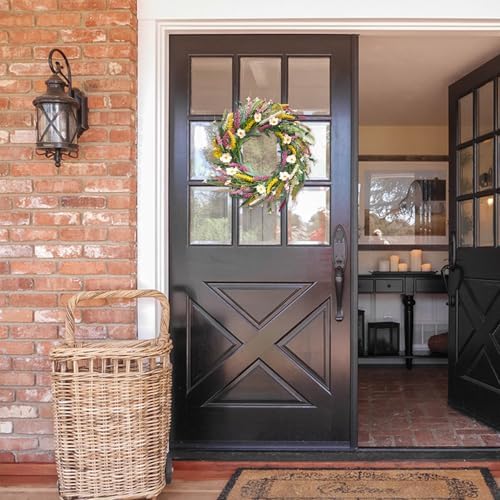 22 Inch Artificial Daisy Flower Wreath for Front Door