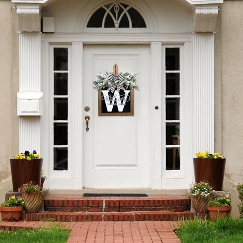 Ultra Large 14 Inch Front Door Wreath with 26 Initial Welcome Sign