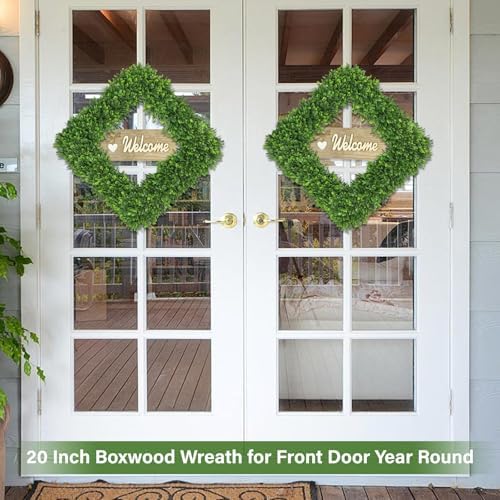 Artgar 20 Inch Boxwood Wreath for Front Door Decor