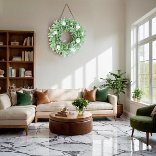 Seasons 18 Inch Lambs Ear Wreath for Home Decor
