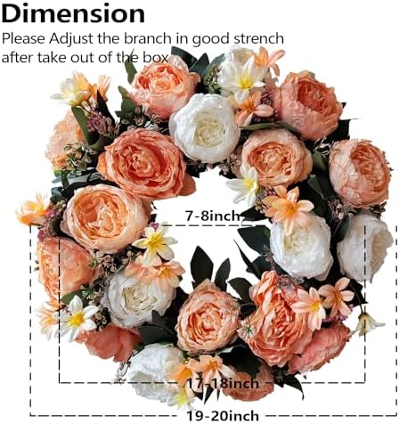 WANNA-CUL 20 Inch Spring Wreath for Front Door Decor