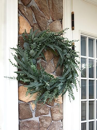24 Inch Artificial Eucalyptus Wreath for Front Door