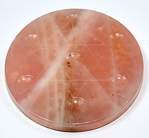 Rose Quartz Egg Crystal Stand with Star of David Design