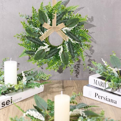 4PCS 9 Inch Mini Eucalyptus Wreaths for Cabinets Decorations