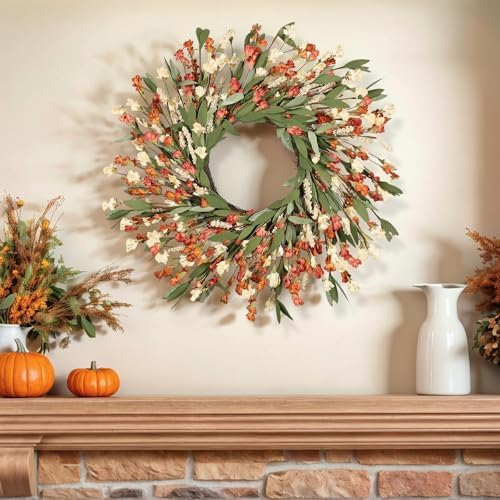 24 Inch Realistic Fall Door Wreath for Home Decor