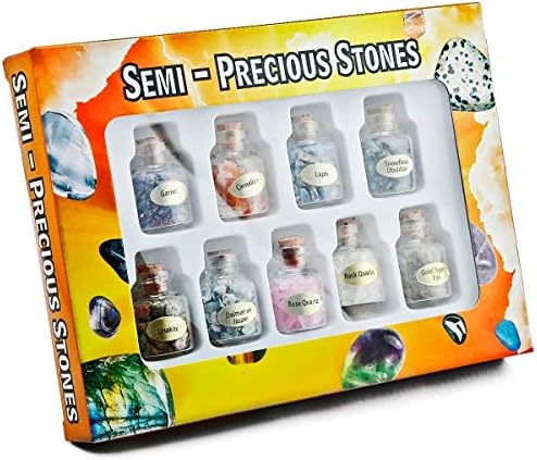 Mookaitedecor Bundle - 2 Items Chakra Healing Stones Mini Glass Wishing Bottles Set