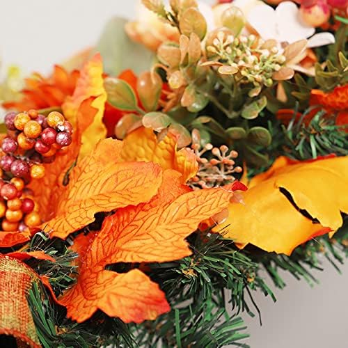 Fall Teardrop Wreath for Front Door 216 Thanksgiving Decor with Pumpkins and Maple Leaves