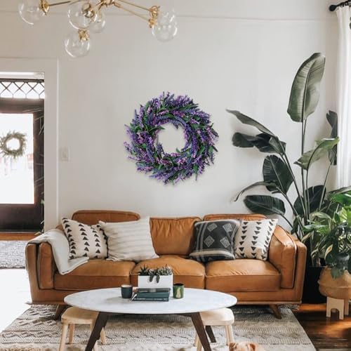 22 Inch Spring Summer Front Door Wreath Purple Lavender Decorative Accents