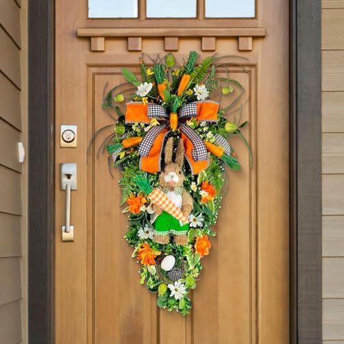 Easter Teardrop Wreath Hanging Decoration Orange Carrots