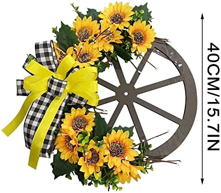 Summer Sunflower Bee Wreath for Front Door Decor