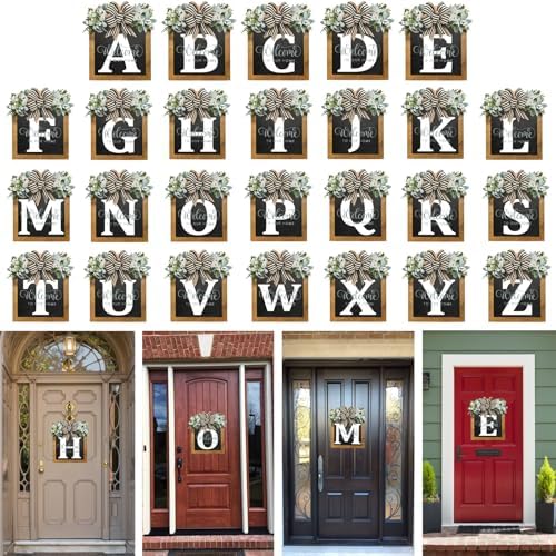 2025 Welcome Wreath for Front Door - 14x12 Inch Farmhouse Sign