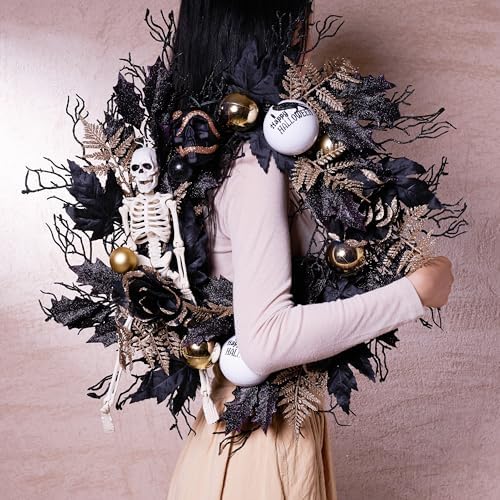 Collapsible Halloween Door Wreath with LED Lights